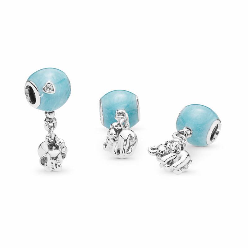 Pandora Elephant & Blue Balloon Dangle Charm Silver Egypt CG6371825